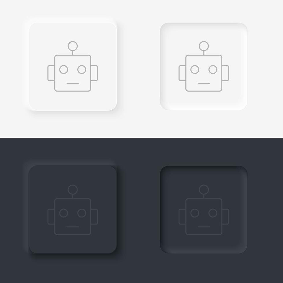 Smart, robot icon - Vector. Artificial intelligence neumorphic style vector icon set