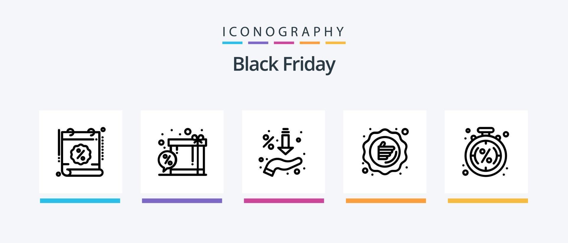 Black Friday Line 5 Icon Pack Including discount. tag. cart. shopping. trolley. Creative Icons Design vector