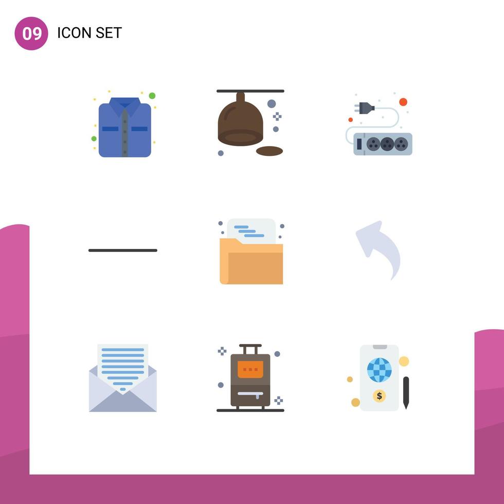 Mobile Interface Flat Color Set of 9 Pictograms of up data hardware folder seo Editable Vector Design Elements