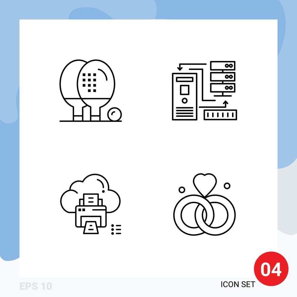Set of 4 Modern UI Icons Symbols Signs for activities information game data data Editable Vector Design Elements