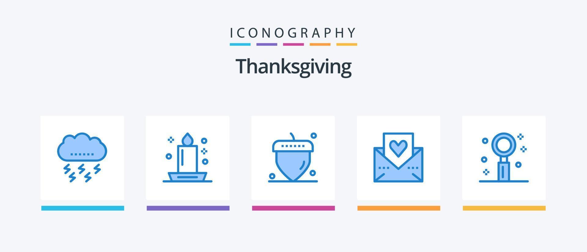 Thanks Giving Blue 5 Icon Pack Including thanksgiving. love letter. light. love. thanksgiving. Creative Icons Design vector