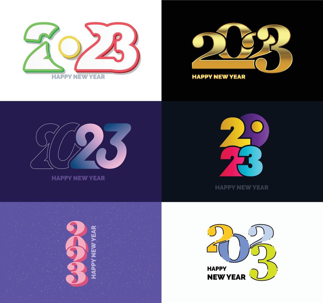 Big Set of 2023 Happy New Year logo text design 2023 number design template vector