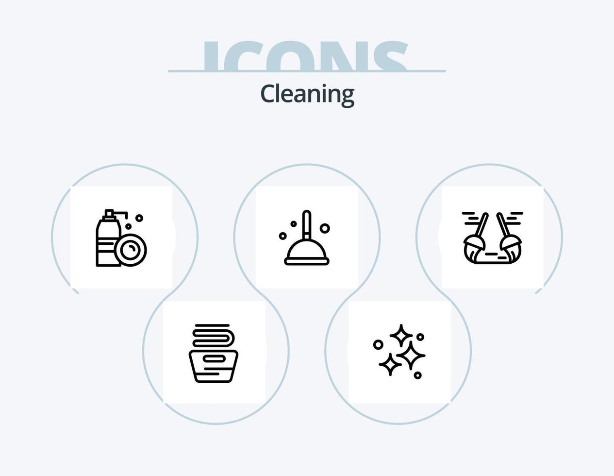 Cleaning Line Icon Pack 5 Icon Design. bottle. hanging. home. drying. vacuum vector