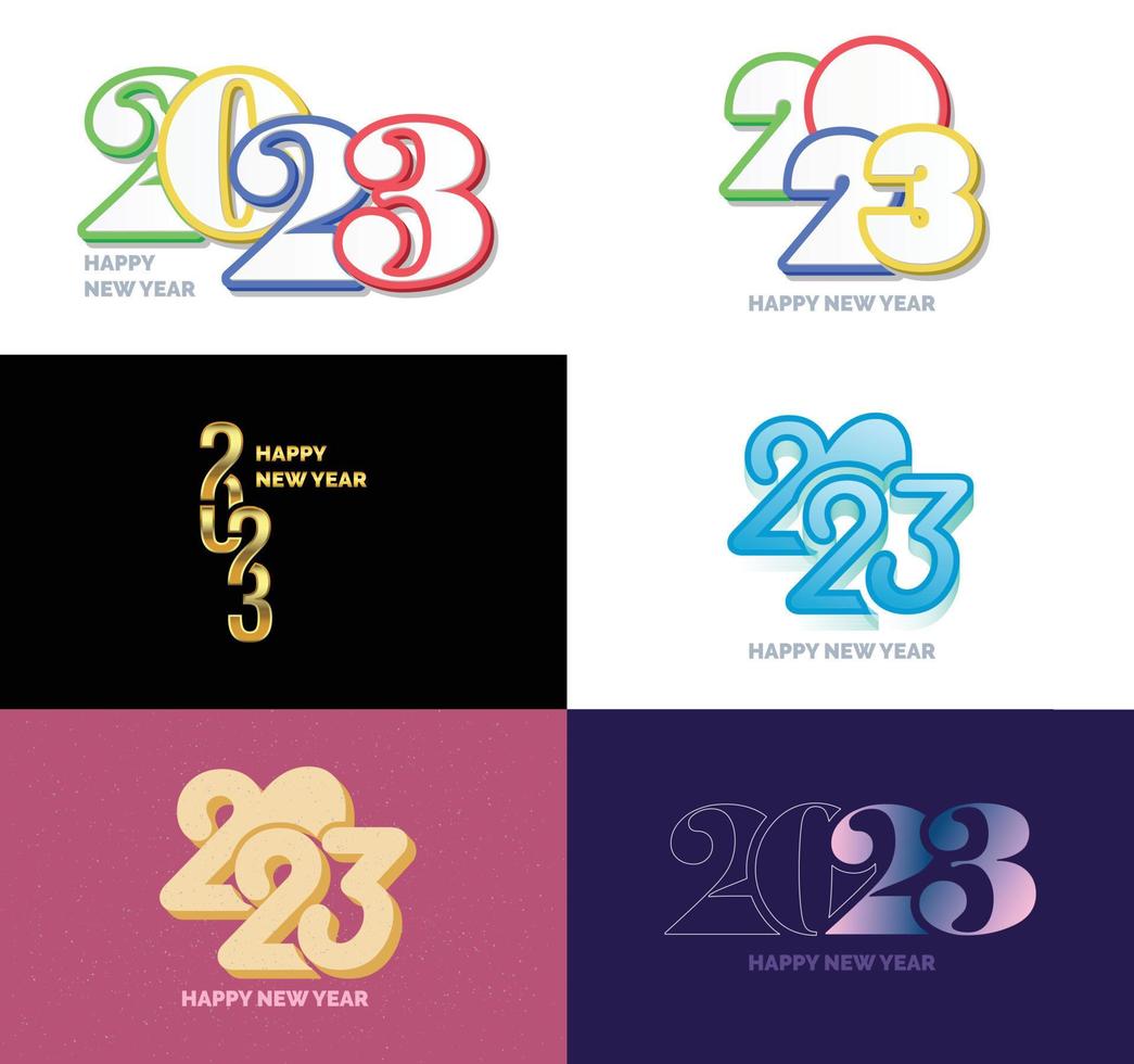 Big Set of 2023 Happy New Year logo text design 2023 number design template vector