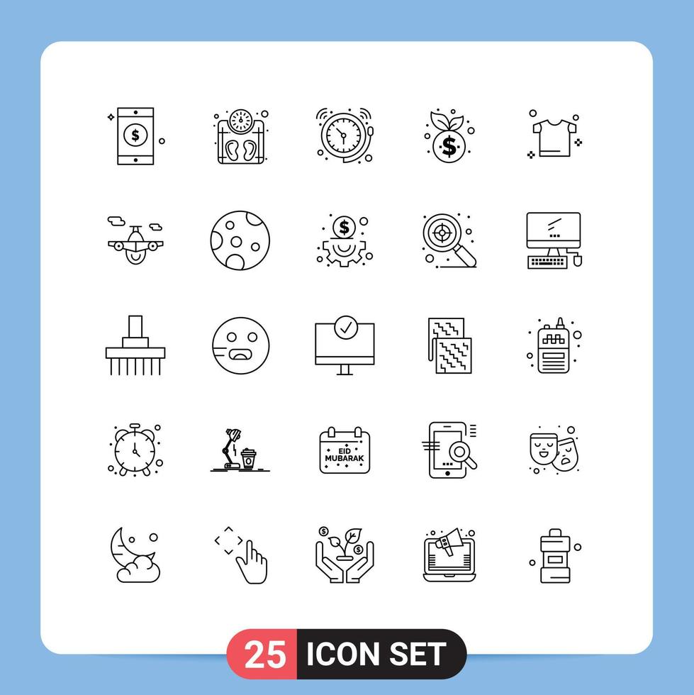 Set of 25 Modern UI Icons Symbols Signs for drying finance bell growth business Editable Vector Design Elements