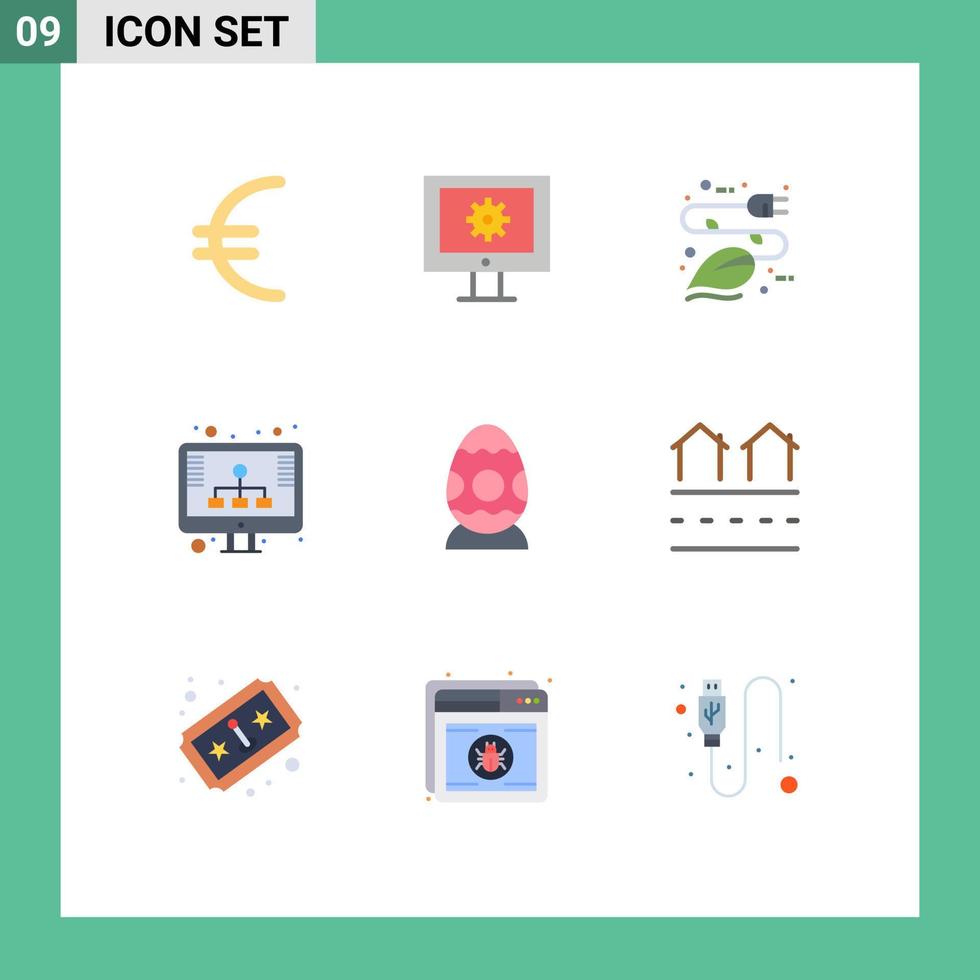 Modern Set of 9 Flat Colors Pictograph of easter storage energy seo diagram Editable Vector Design Elements
