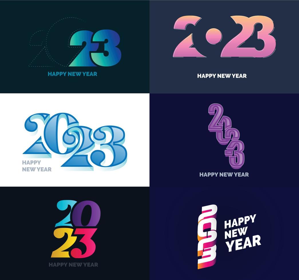 Big Set of 2023 Happy New Year logo text design 2023 number design template vector