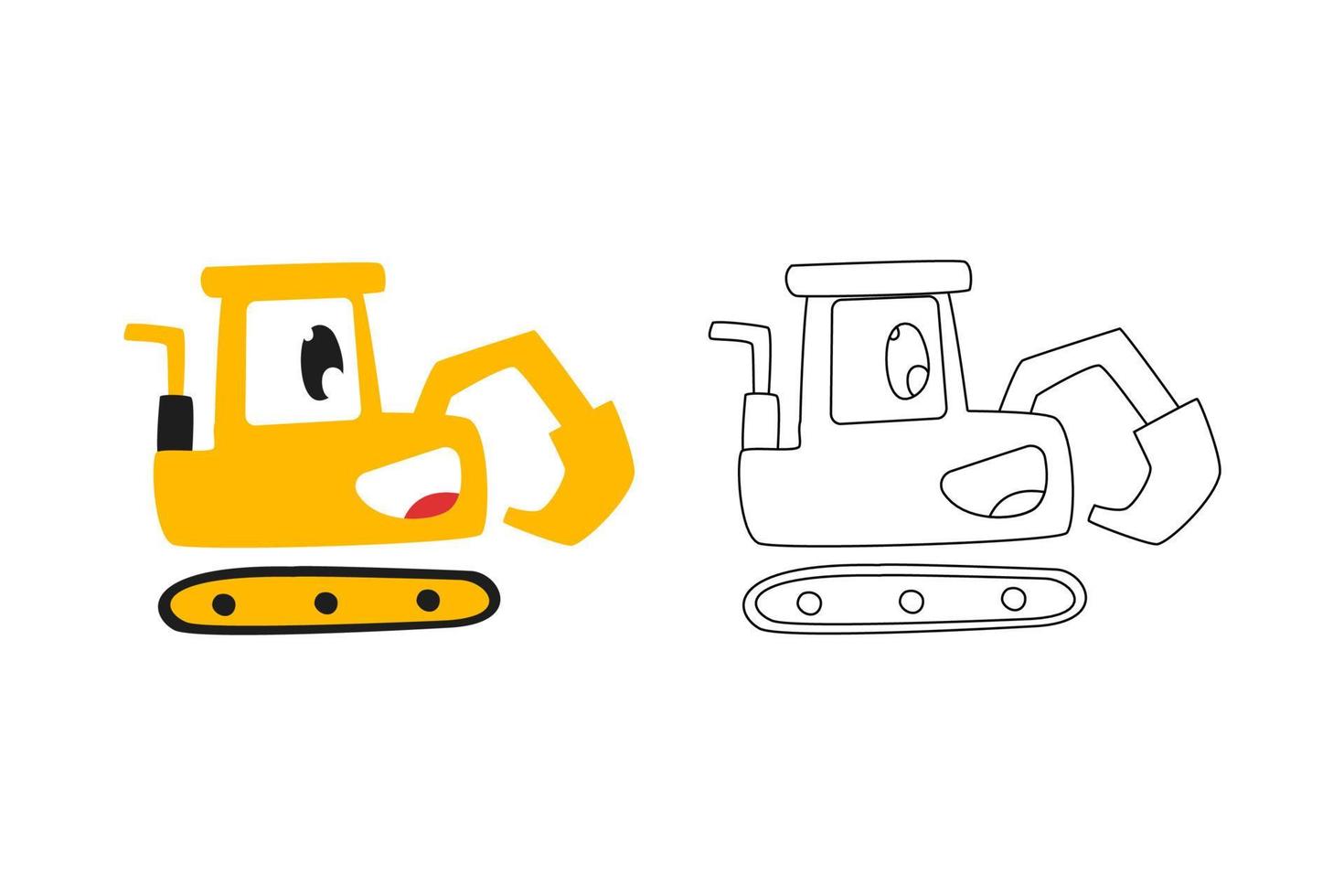 dibujos animados de bulldozer vectorial para ilustración de diseño de concepto de niños vector