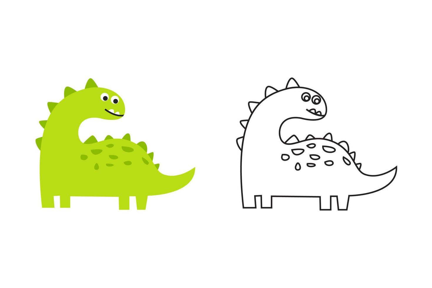 Vector of coloring book cute baby dinosaur with a smile expression