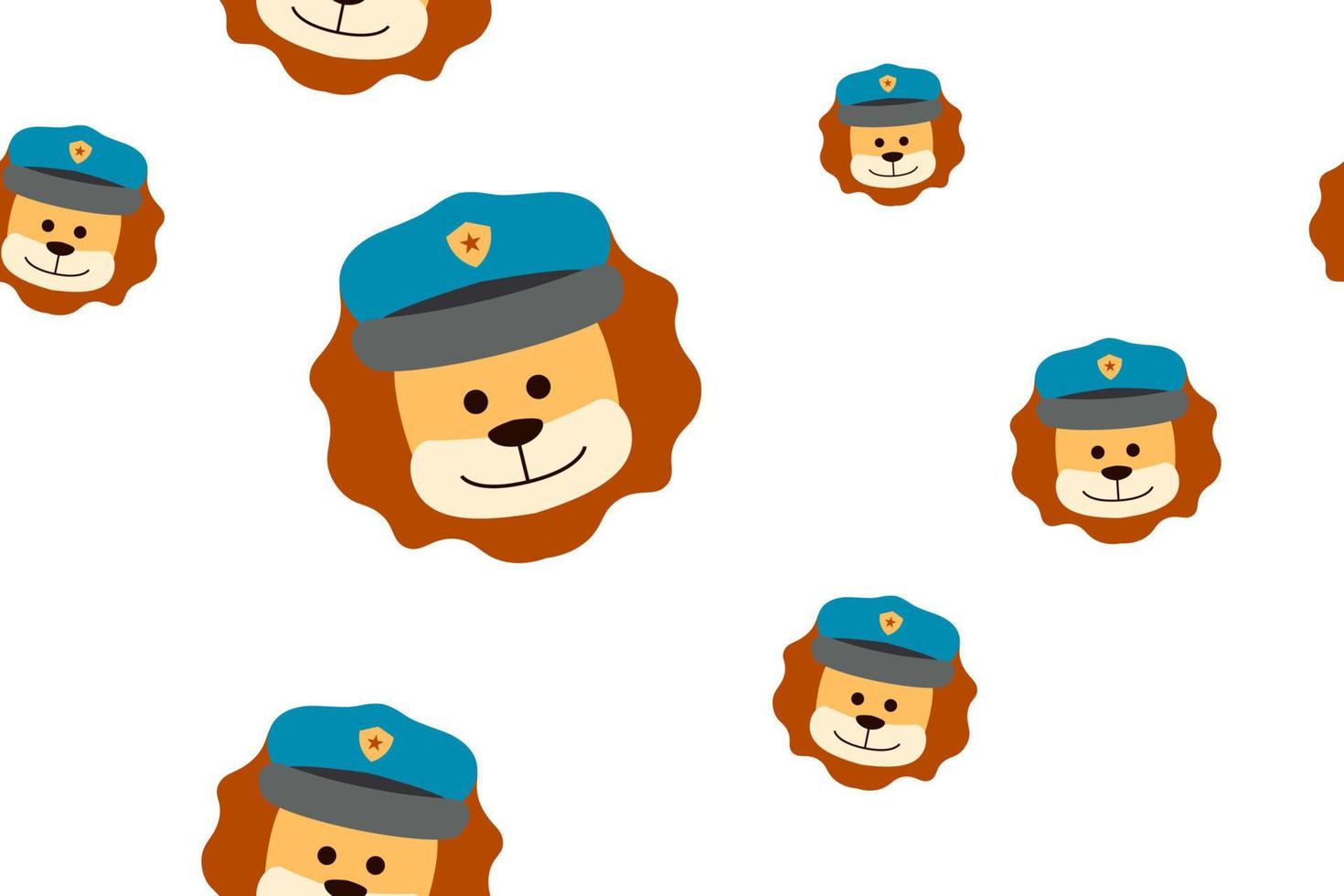 Vector pattern a cute lion police cartoon concept design illustration