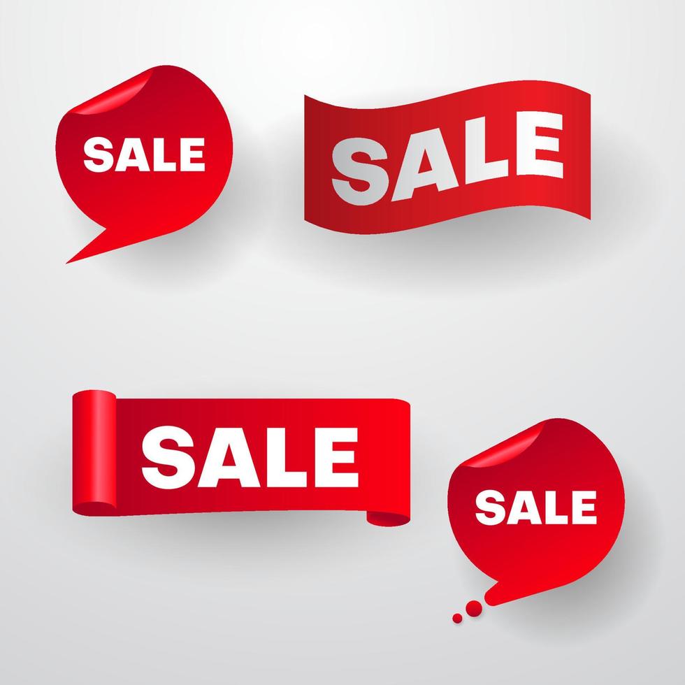 ribbon sale banner collection in red and white. can be used for label, tag, banner, etc. vector illustration