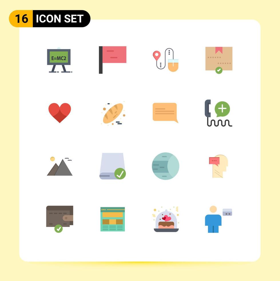 Set of 16 Modern UI Icons Symbols Signs for love gift search parcel delivery Editable Pack of Creative Vector Design Elements