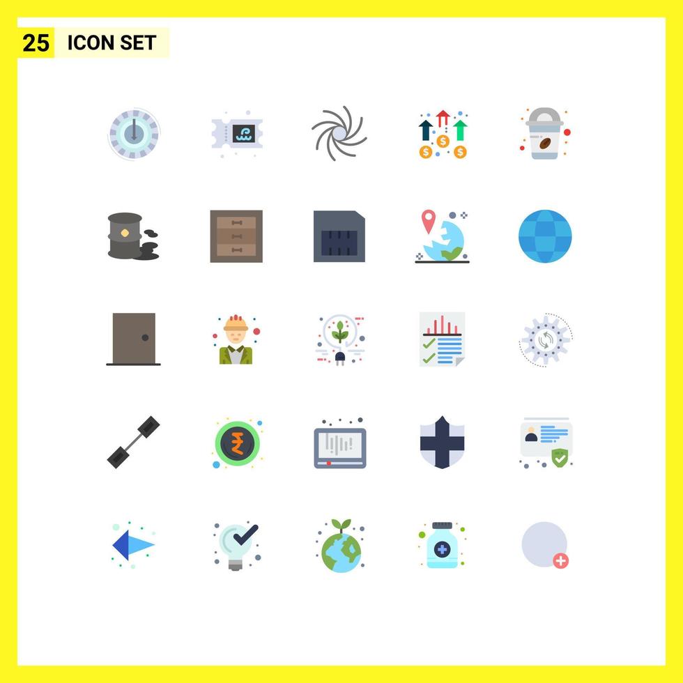 Pictogram Set of 25 Simple Flat Colors of cup mission galaxy marketing business Editable Vector Design Elements