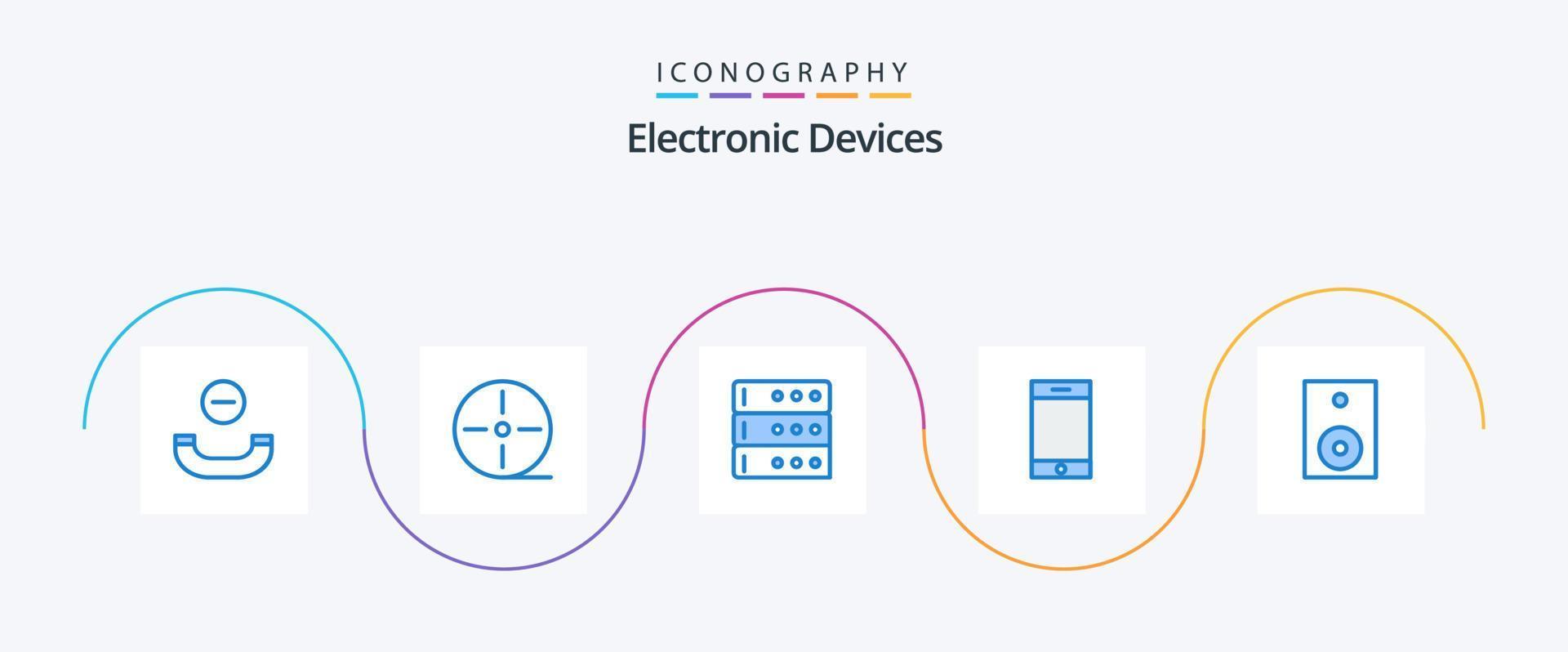 Devices Blue 5 Icon Pack Including technology. products. database. electronics. smartphone vector