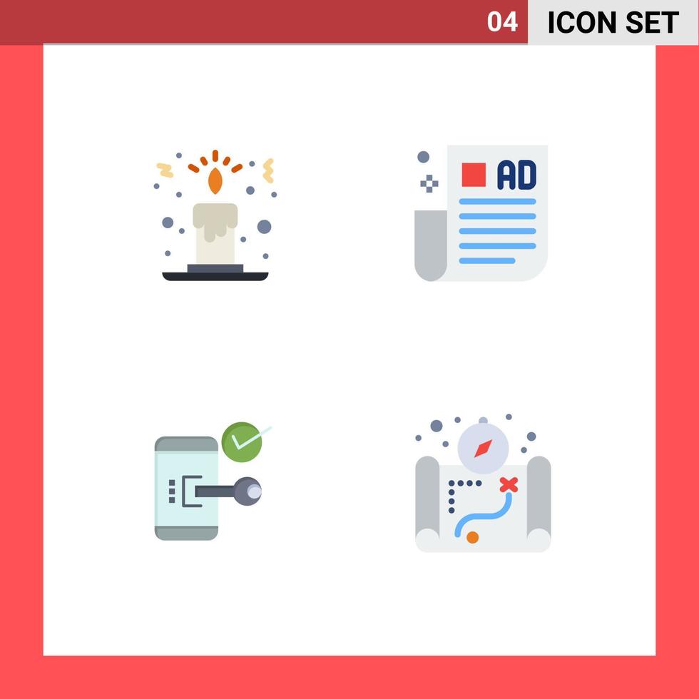 Modern Set of 4 Flat Icons and symbols such as candle mobile advertising tips tips phone Editable Vector Design Elements