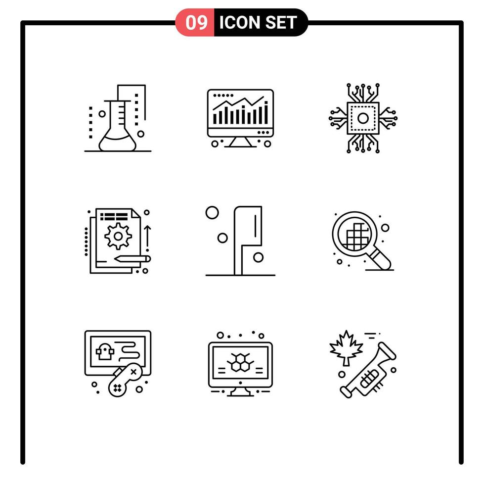 conjunto de 9 paquetes de esquemas comerciales para elementos de diseño de vectores editables de tecnología de fondos de chips de financiación de información