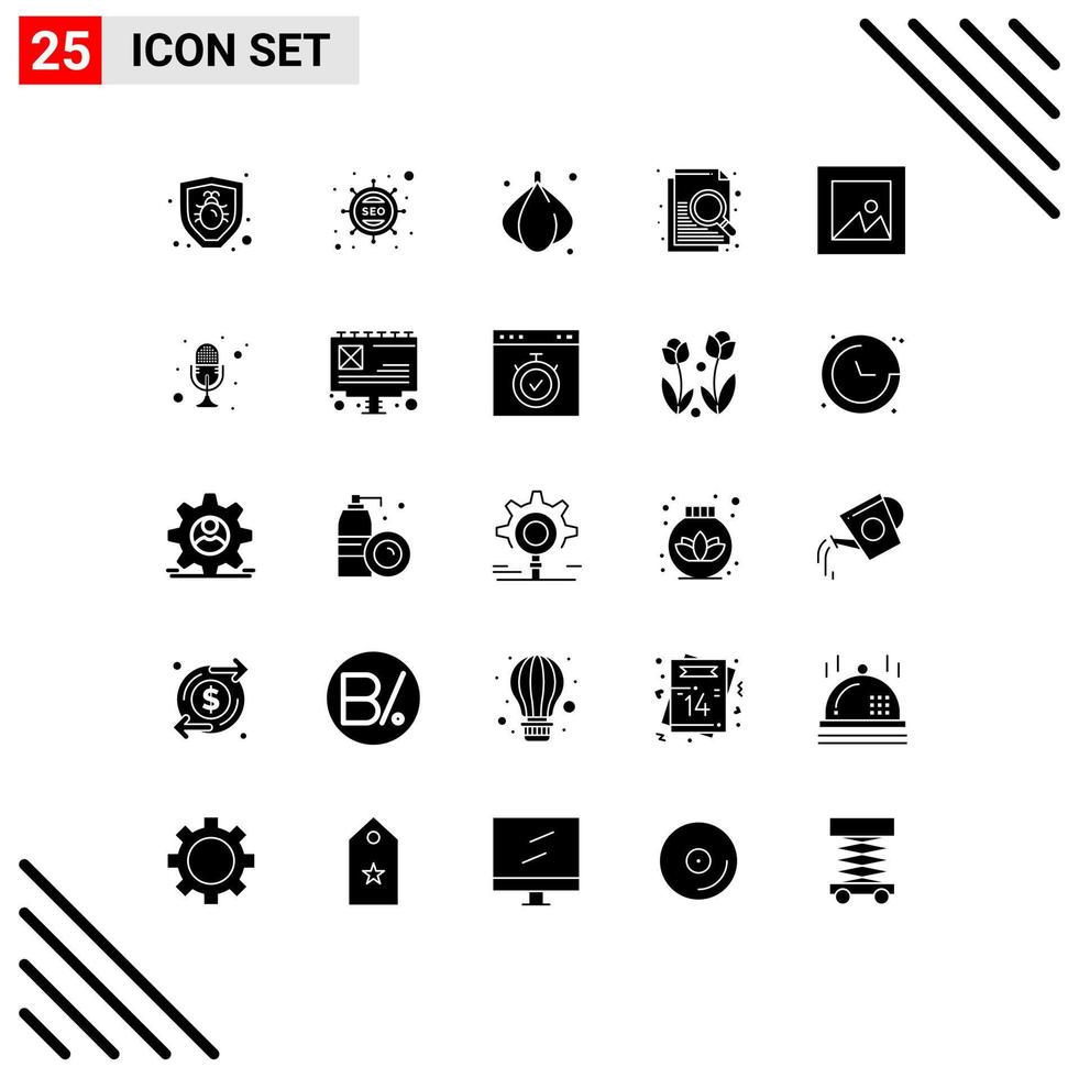 Stock Vector Icon Pack of 25 Line Signs and Symbols for microphone photo onion layout search Editable Vector Design Elements