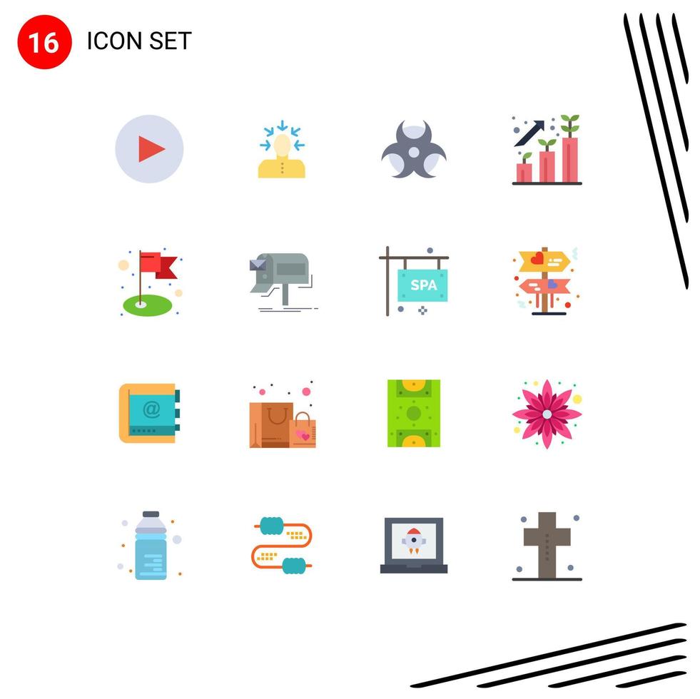 Stock Vector Icon Pack of 16 Line Signs and Symbols for campaigns flag physic achievement growth Editable Pack of Creative Vector Design Elements