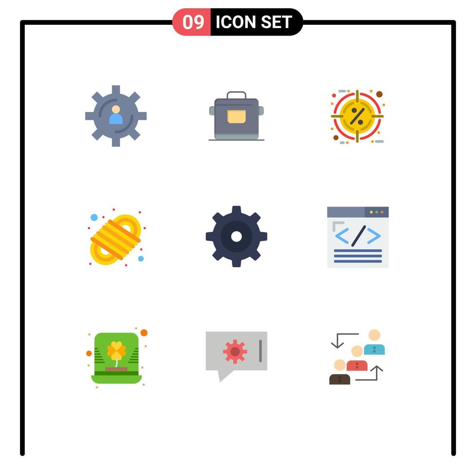 9 iconos creativos signos y símbolos modernos de nudo de cuerda hotel camping porcentaje de cuerda elementos de diseño vectorial editables vector