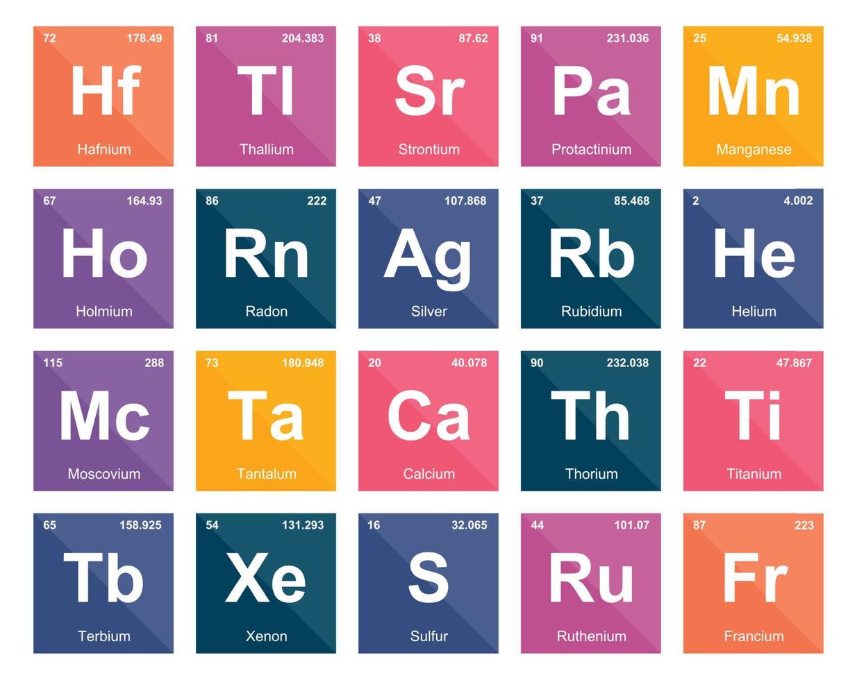20 Preiodic table of the elements Icon Pack Design vector