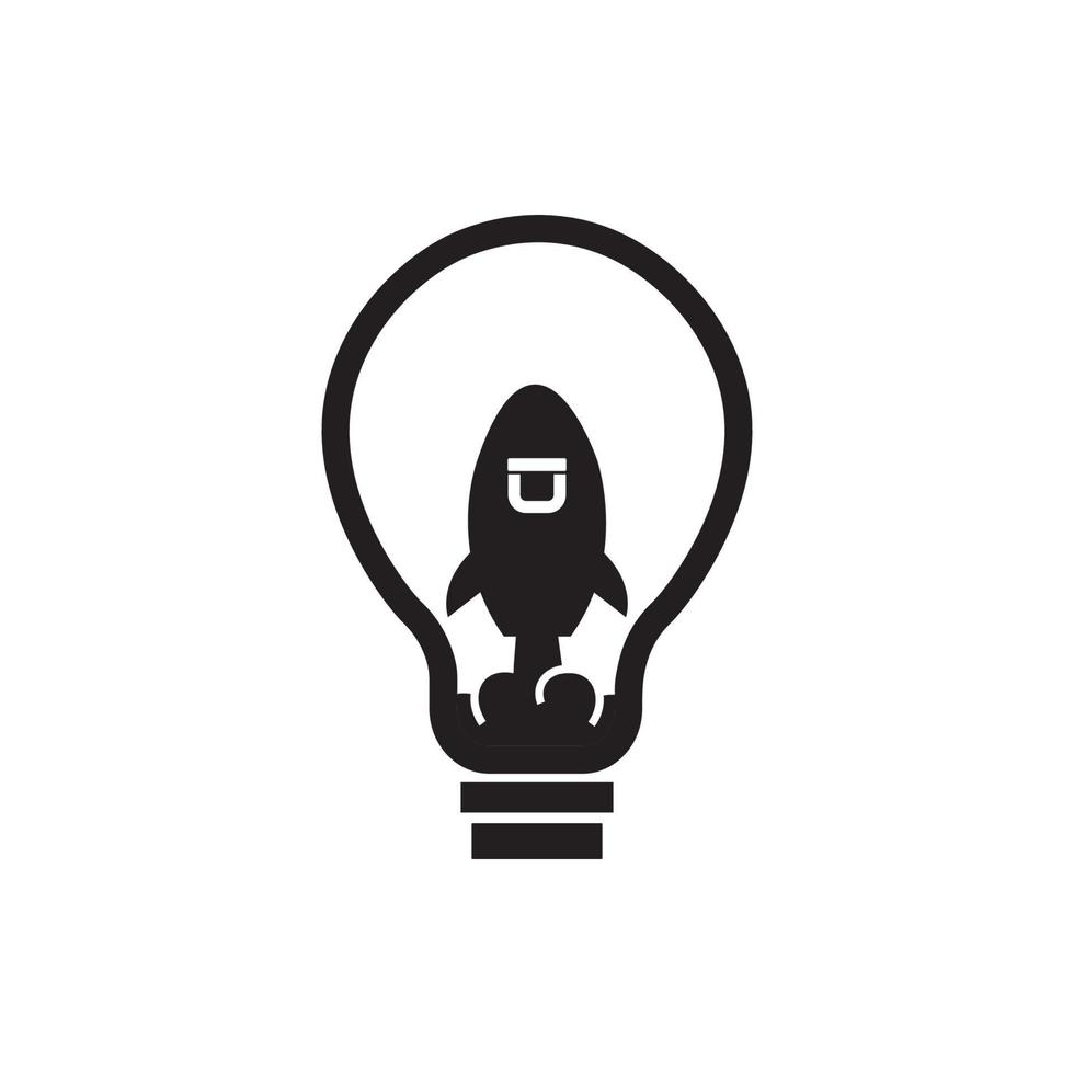 Rocket bulb is full of creative ideas, analytical faster thinking. Light bulb icon vector. illustration symbol idea. vector