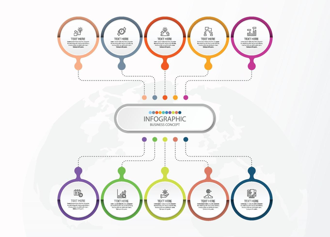 Infographic with 10 steps, process or options. vector