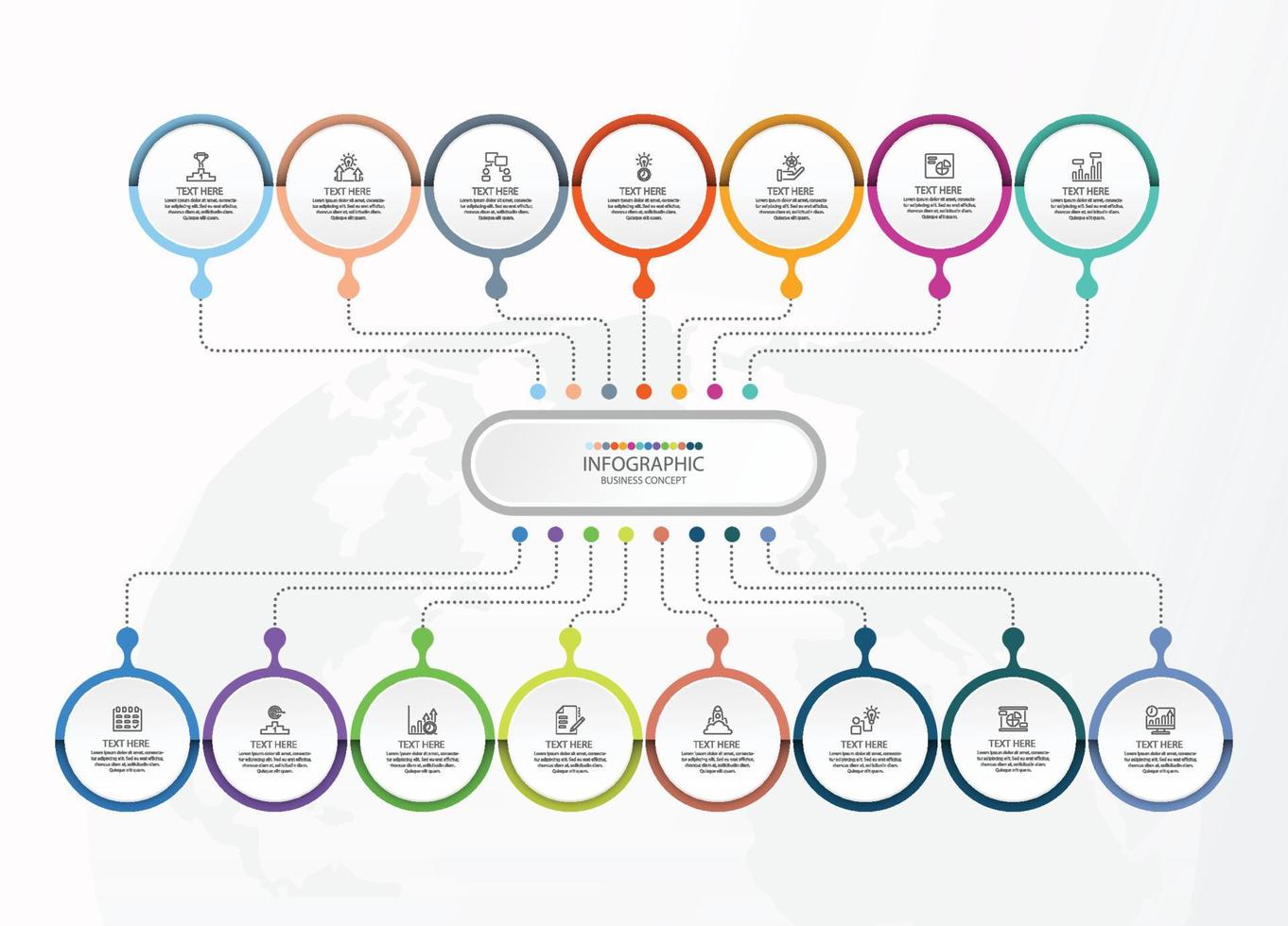 Infographic with 15 steps, process or options. vector