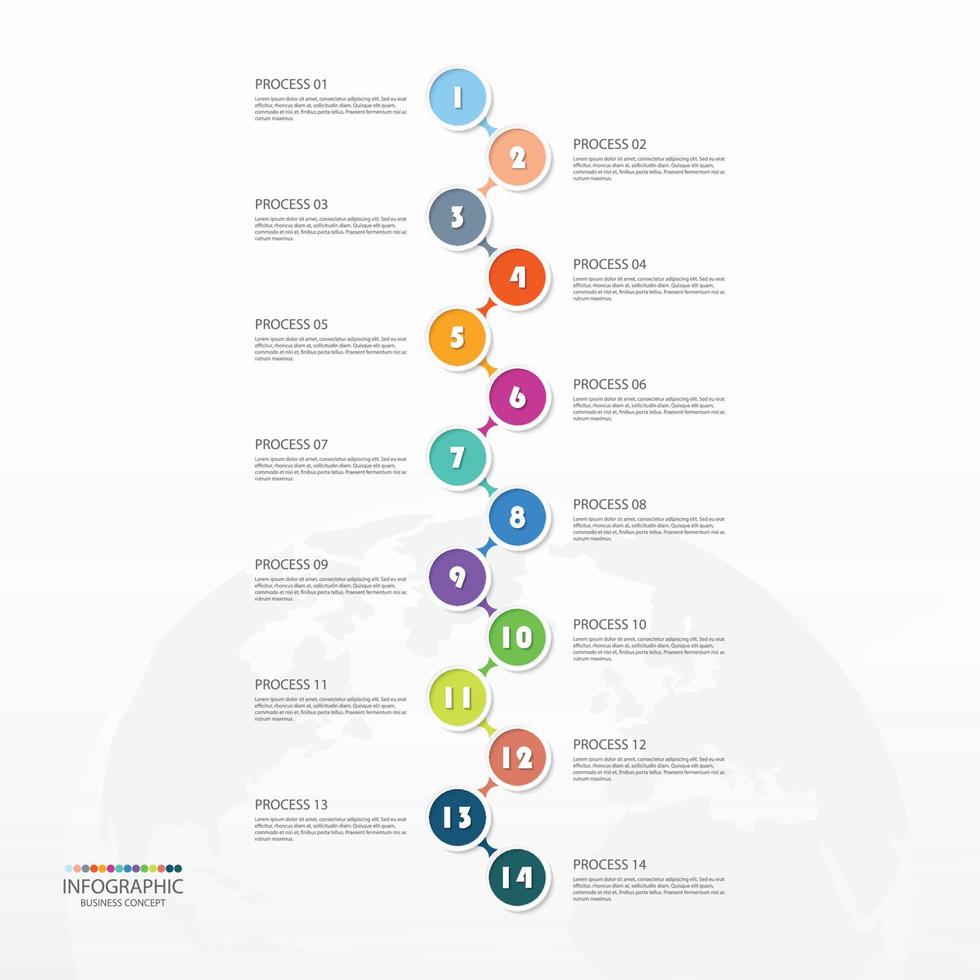 Infographic with 14 steps, process or options. vector