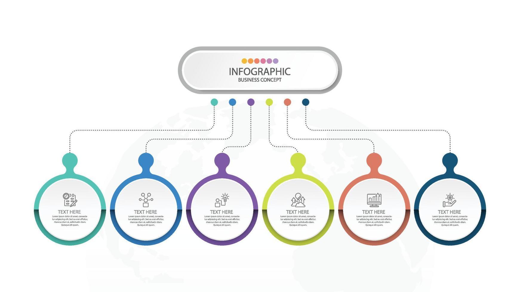 Infographic with 6 steps, process or options. vector