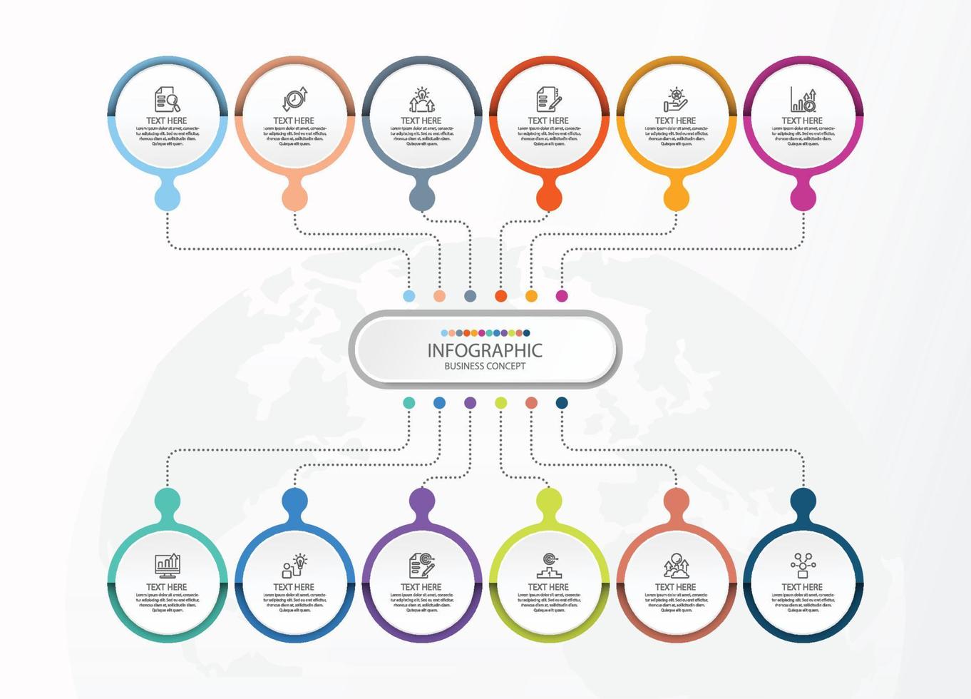 Infographic with 12 steps, process or options. vector