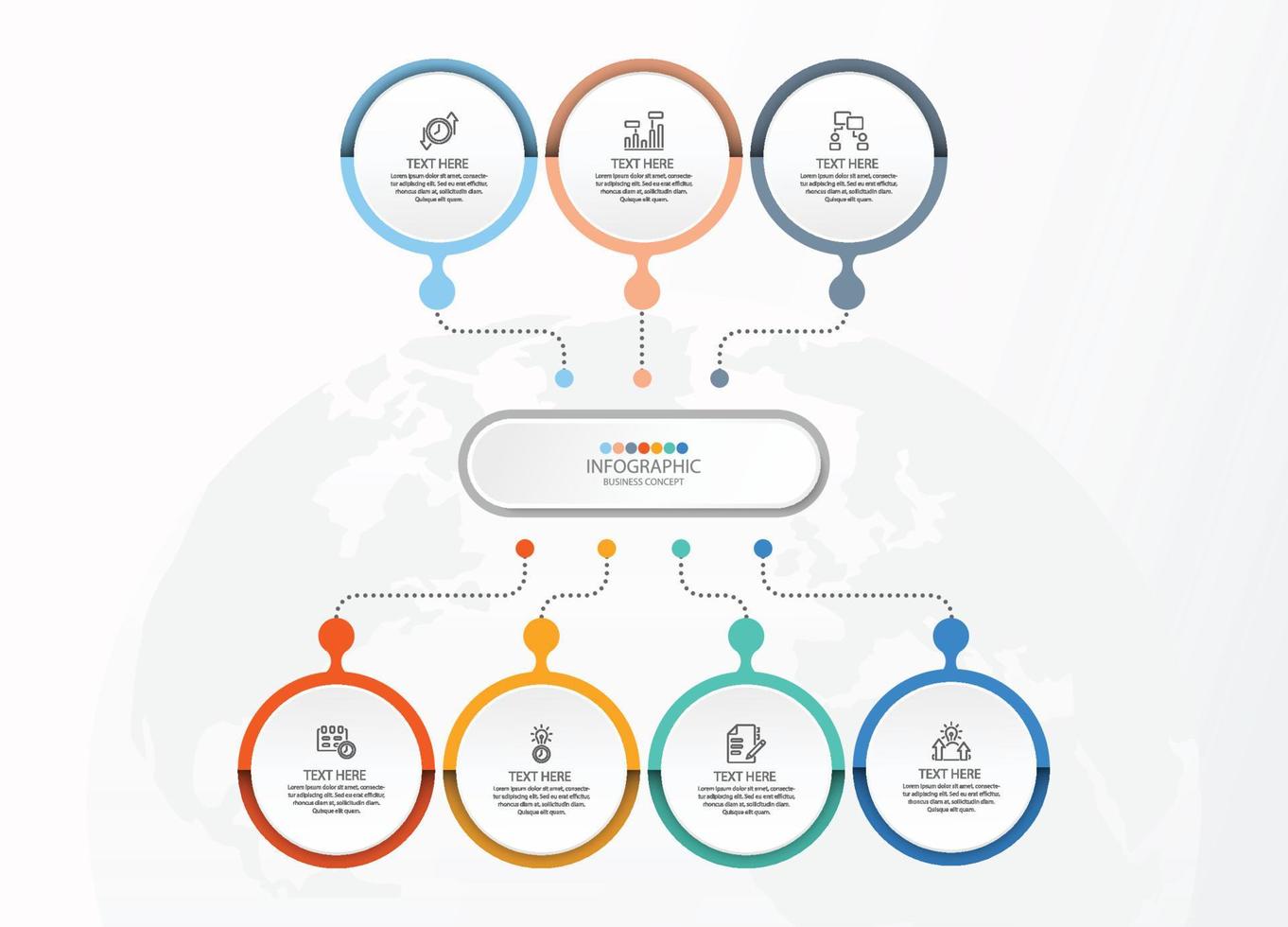 Infographic with 7 steps, process or options. vector