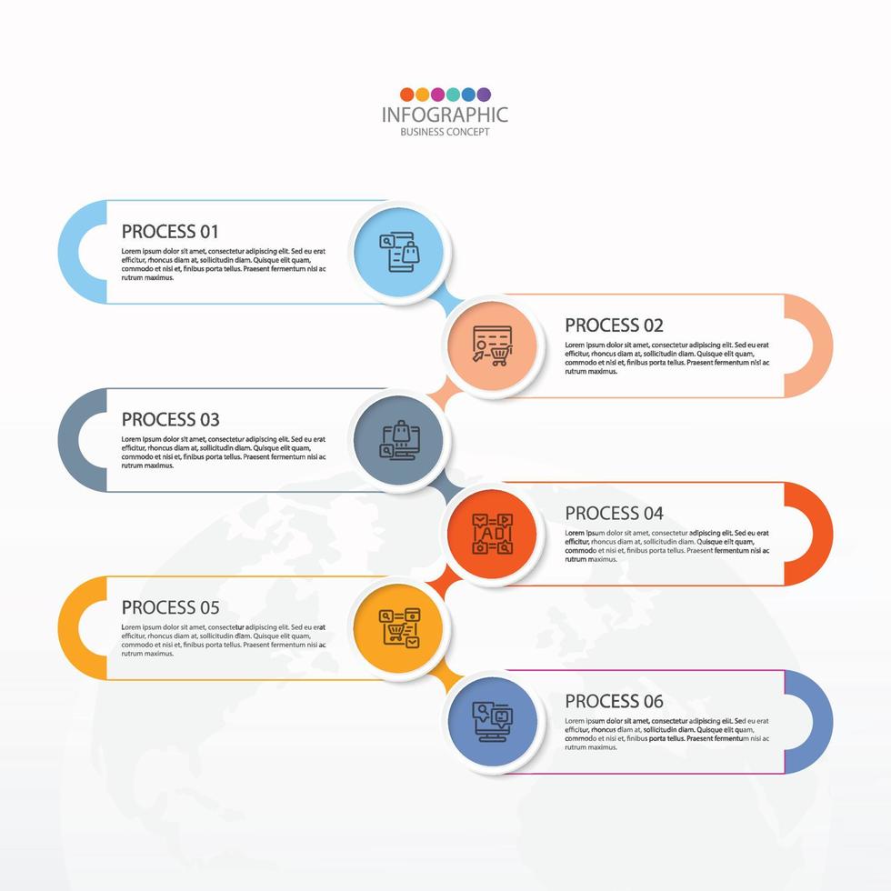 Infographic with 6 steps, process or options. vector