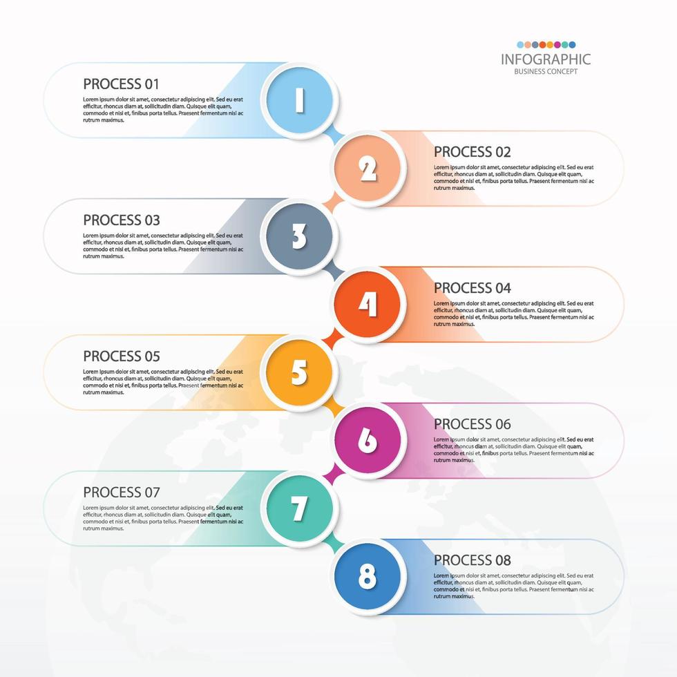 infografía con 8 pasos, procesos u opciones. vector