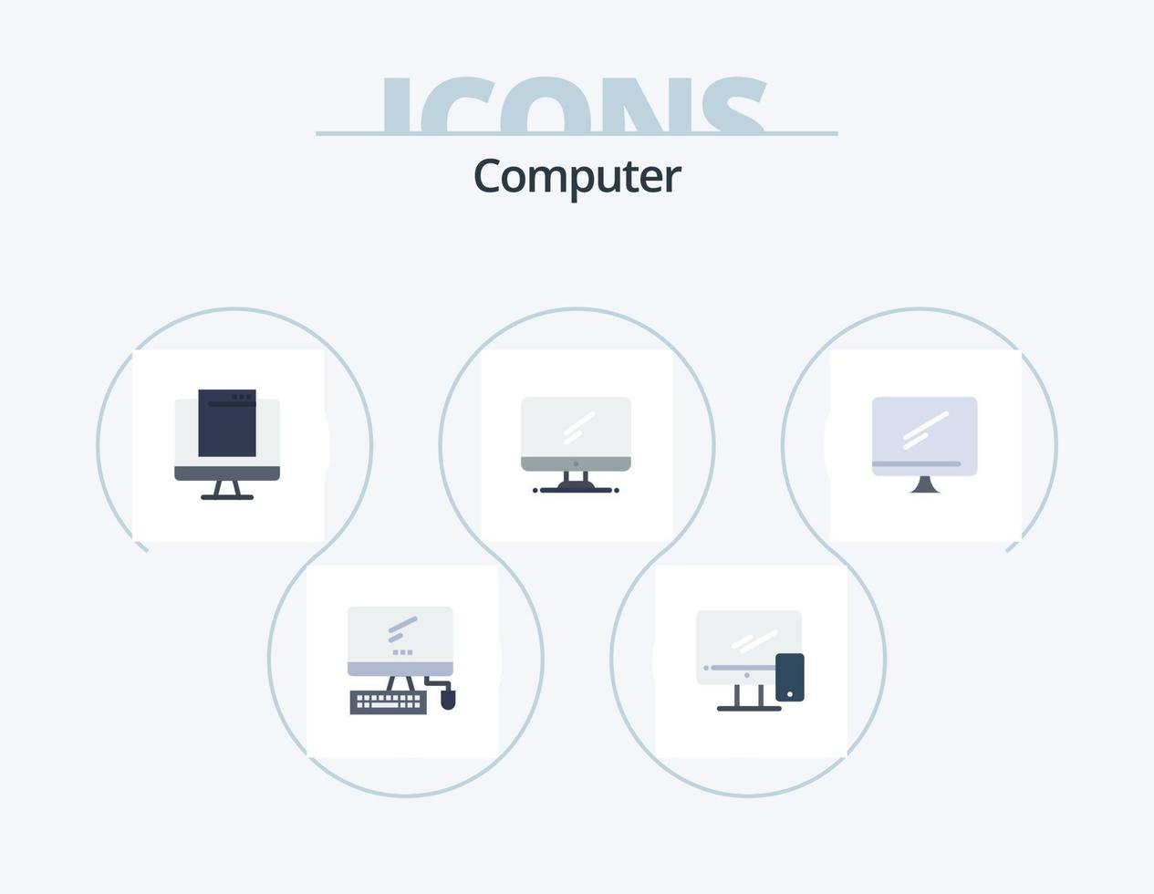 paquete de iconos planos de computadora 5 diseño de iconos. . . imac. móvil. dispositivo vector