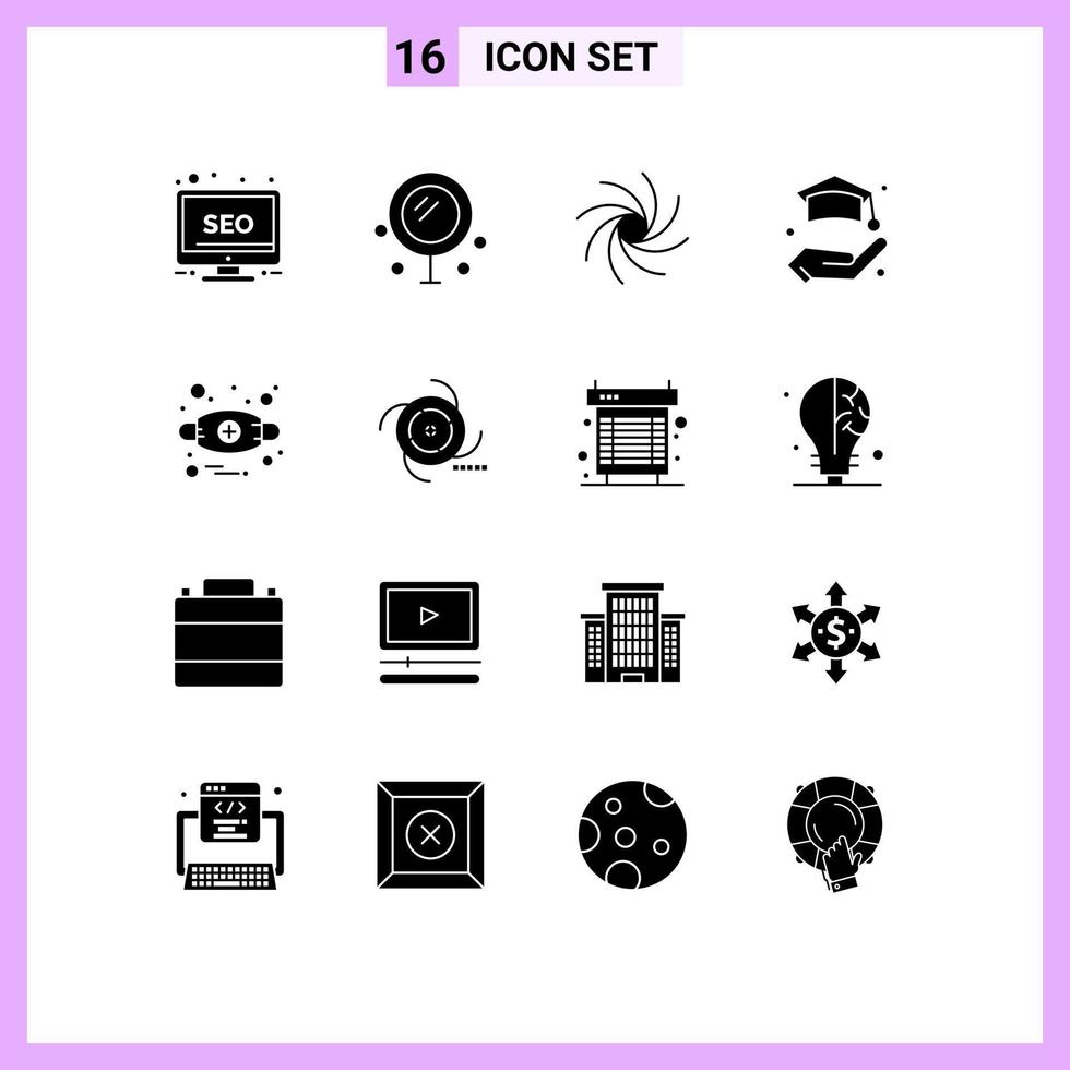 Universal Icon Symbols Group of 16 Modern Solid Glyphs of mask allergy galaxy allergies insurance Editable Vector Design Elements