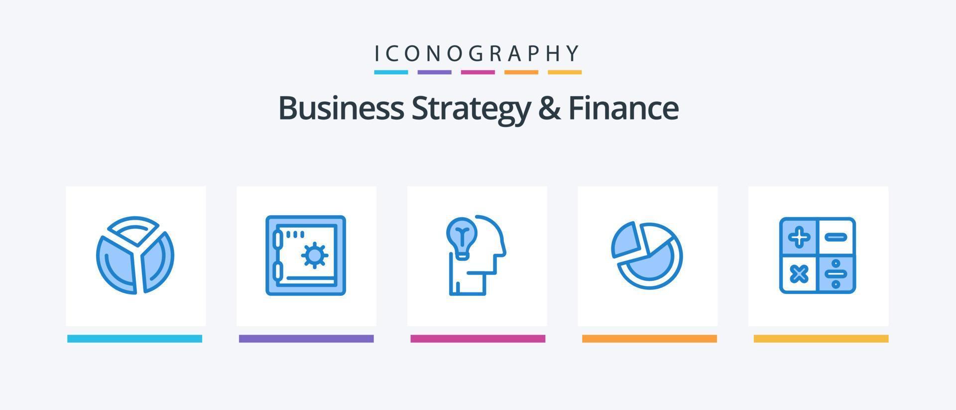 Business Strategy And Finance Blue 5 Icon Pack Including calculate. business. bulb. diagram. pie chart. Creative Icons Design vector