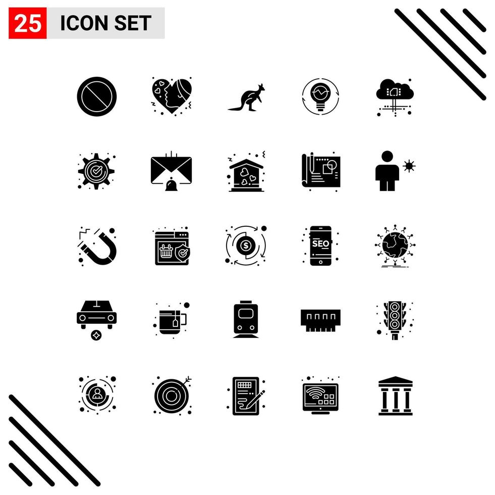 Set of 25 Modern UI Icons Symbols Signs for idea concept anomal bulb kangaroo Editable Vector Design Elements