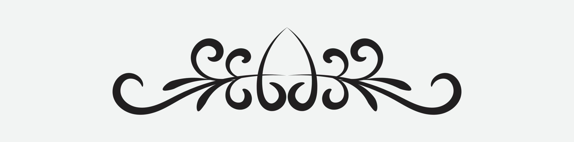 ornamental filigree flourish and thin divider. Classical vintage element, vector illustration