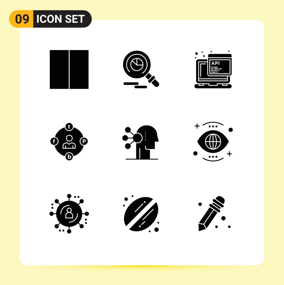 Stock Vector Icon Pack of 9 Line Signs and Symbols for human assortment programming abilities media Editable Vector Design Elements