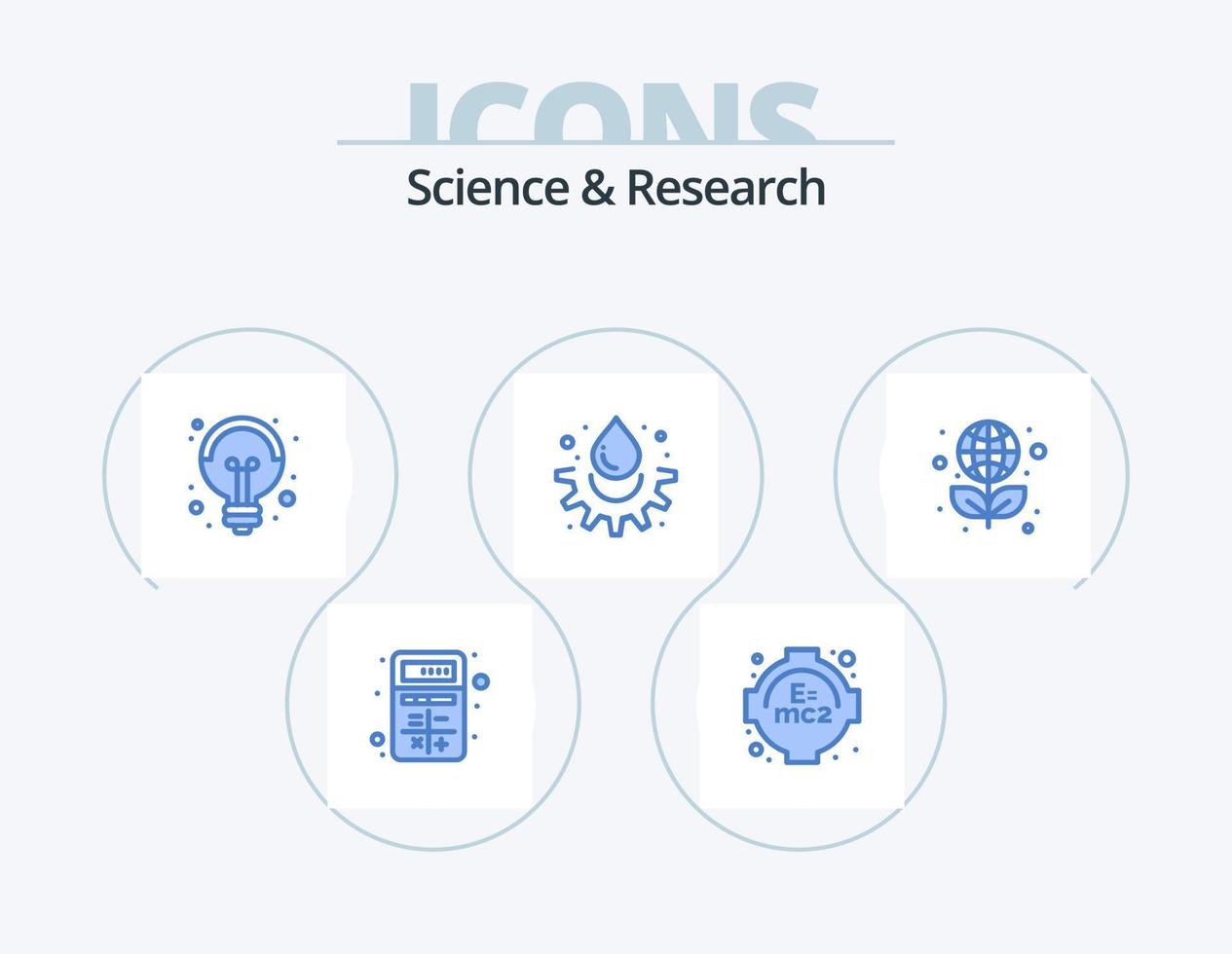 Science Blue Icon Pack 5 Icon Design. globe. experiment. electricity. drop. energy vector