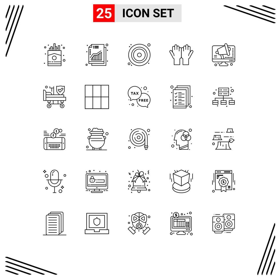 Universal Icon Symbols Group of 25 Modern Lines of business religion cd prayer muslim Editable Vector Design Elements