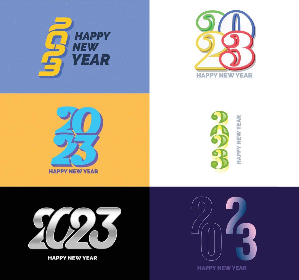 Big Set of 2023 Happy New Year logo text design 2023 number design template vector