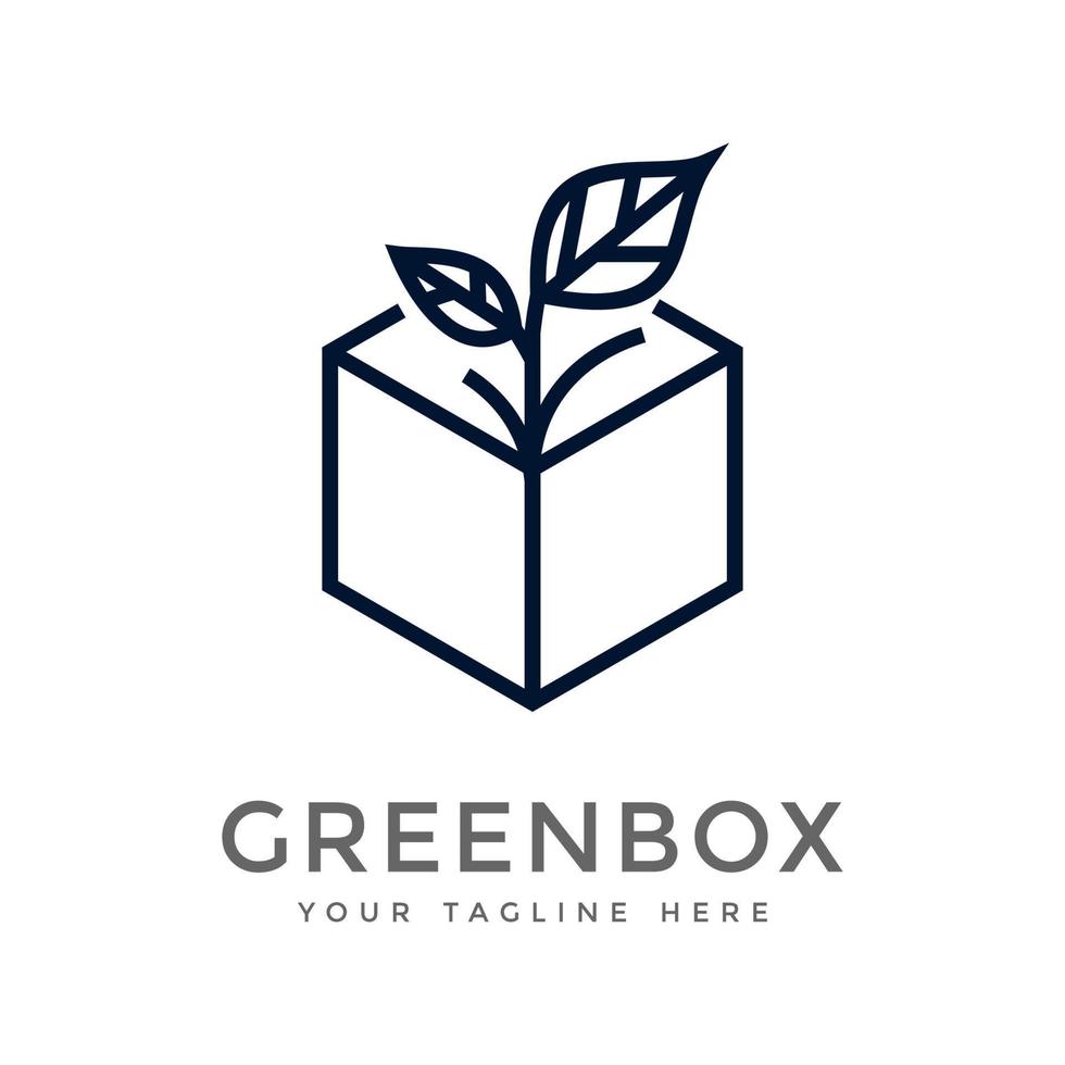 minimalist simple and clean logo modern green box vector