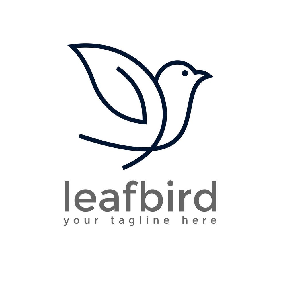 minimalist simple and clean logo modern leaf and bird vector