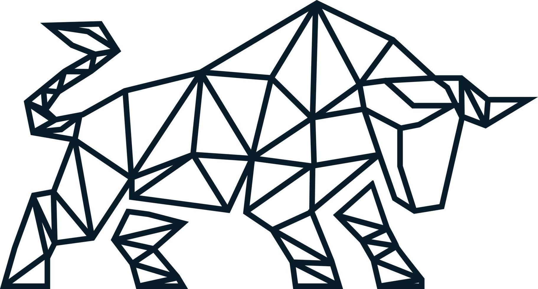 bull animal logo with polygon style vector