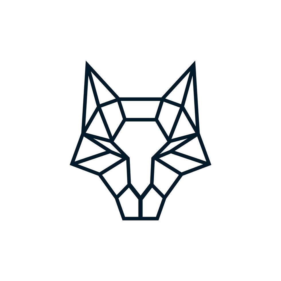 Wolf logo with line art vector