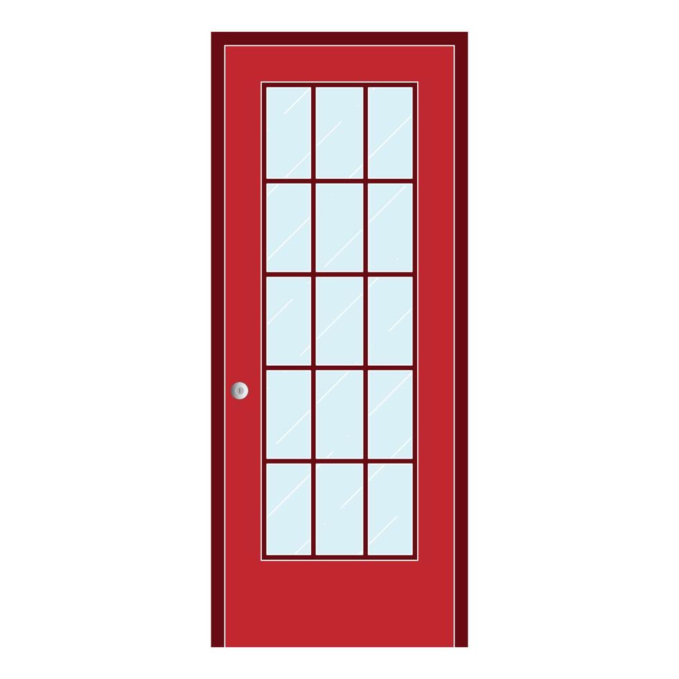 red paneled door with glass. Vector eps10.