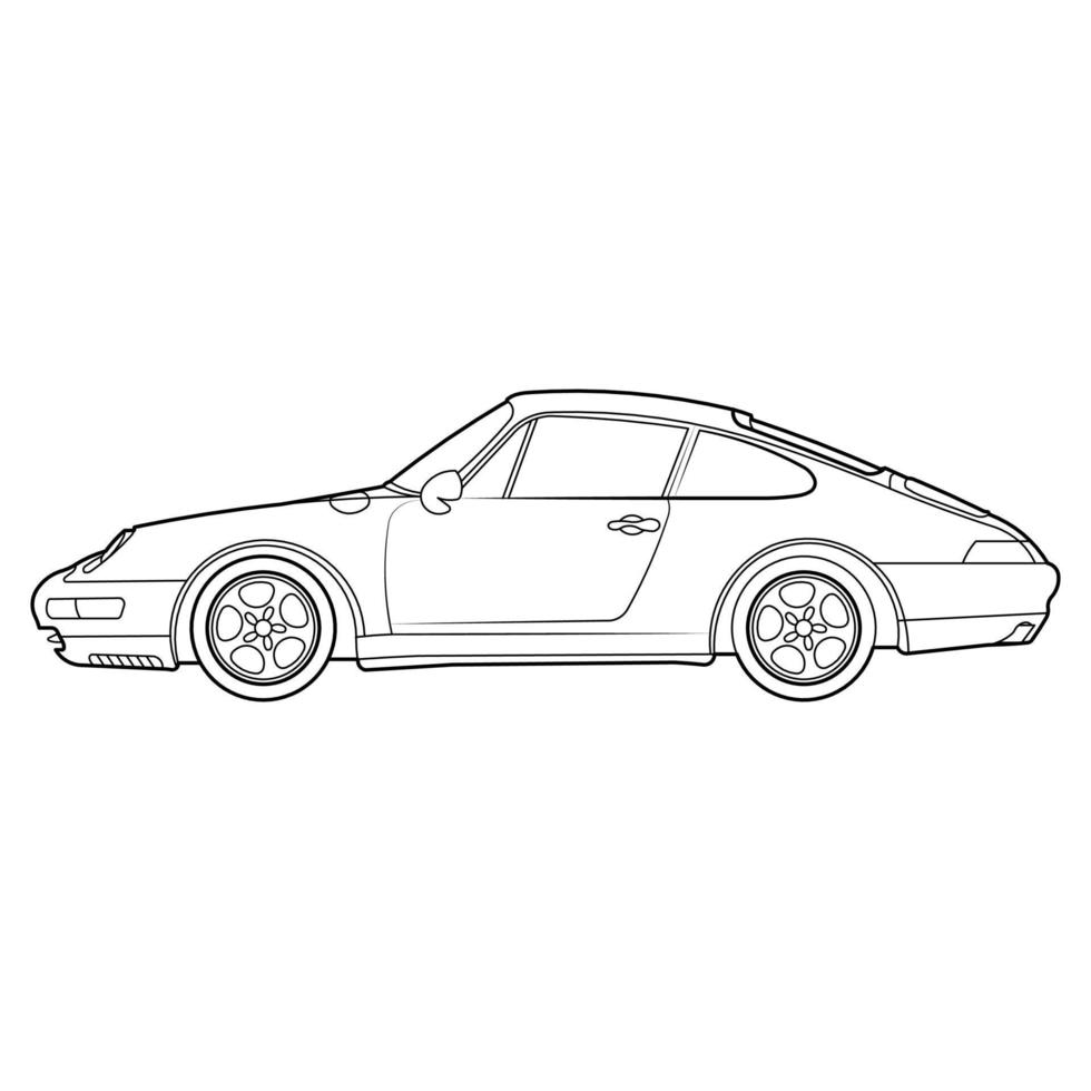 line art drawing for car. Outline vector doodle illustration. Vector eps10.