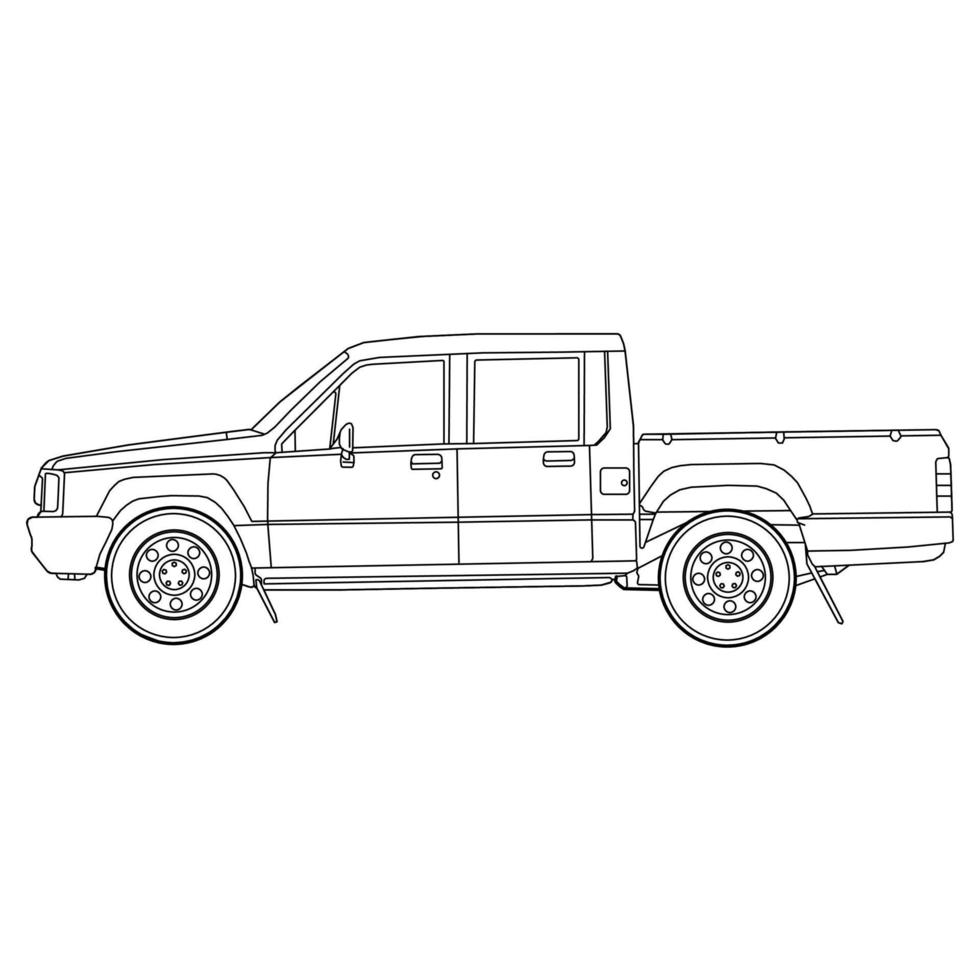 dibujo de arte lineal para coche. ilustración de fideos vectoriales de contorno. eps10 vectoriales. vector