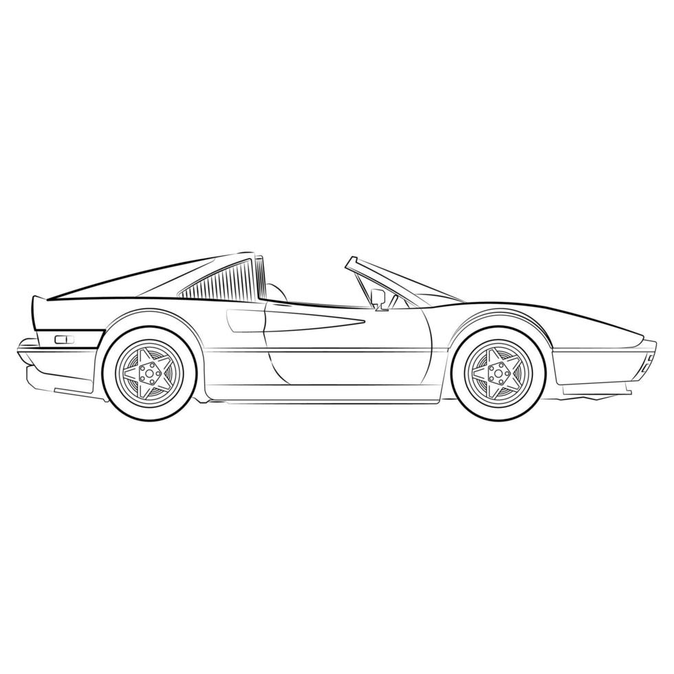 dibujo de arte lineal para coche. ilustración de fideos vectoriales de contorno. eps10 vectoriales. vector